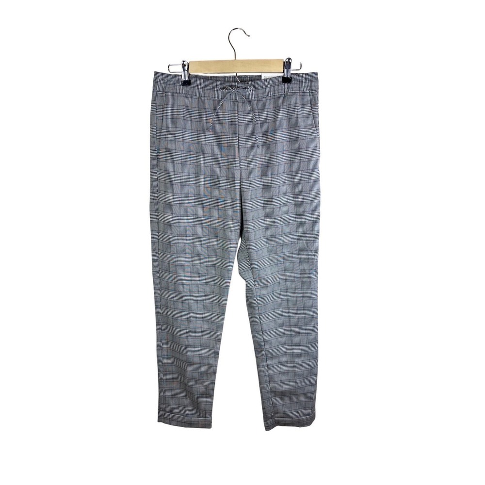 NWT H&M Womens Slim Fit Glen Plaid Pull On Pants Drawstring Trousers Size S